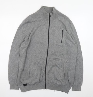 Dissident Herren Pullover Grau Full Zip Baumwolle XL