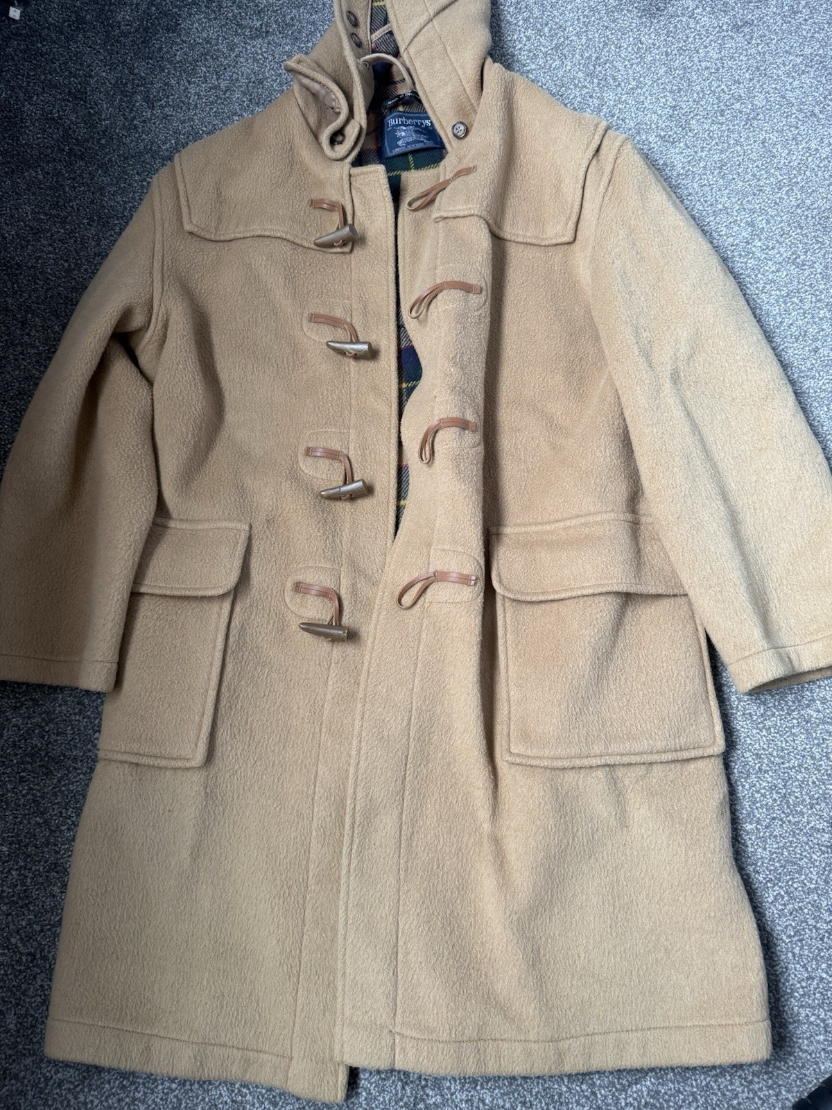 Burberry Brown Duffel Coat Men’s Size Large Laine Wool