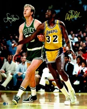 Larry Bird & Magic Johnson Signed 16x20 Photo Celtics & Lakers Beckett Wit