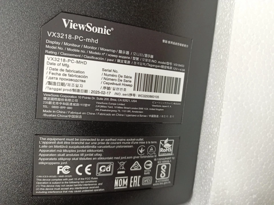 Viewsonic 32" HD Display VX3218-PC-MHD Gaming Monitor Damage Screen + All Parts - Image 3 of 4