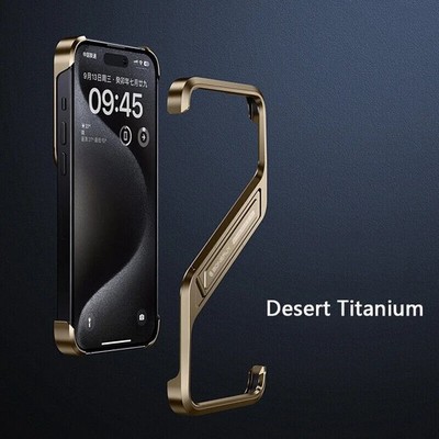 1Pcs Metal Minimalist Holder Case For iPhone 15 16 Pro Max S -Type Rimless Cover