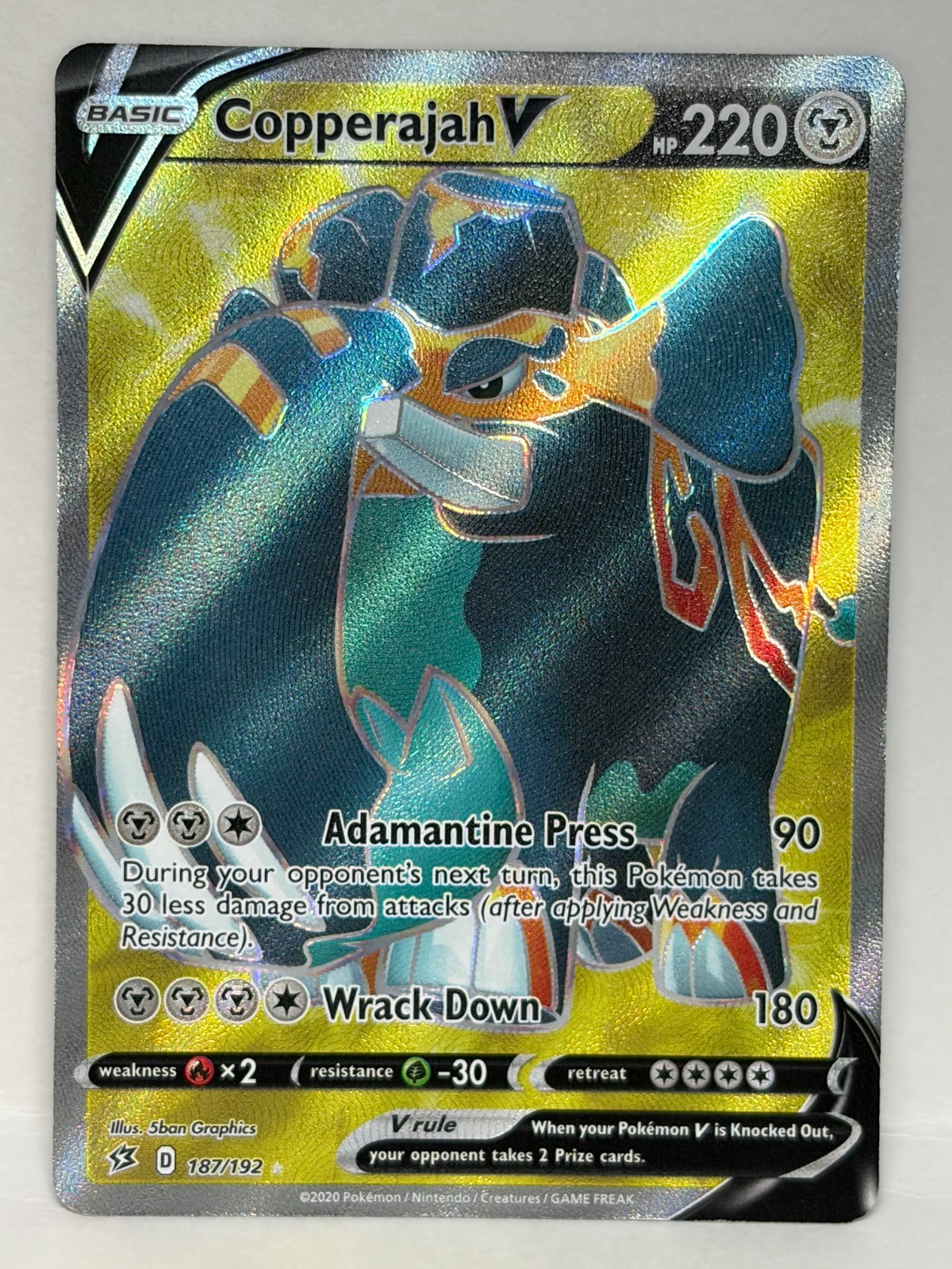 Pokemon Copperajah V HOLO Ultra Rare Rebel Clash 187/192 - NM