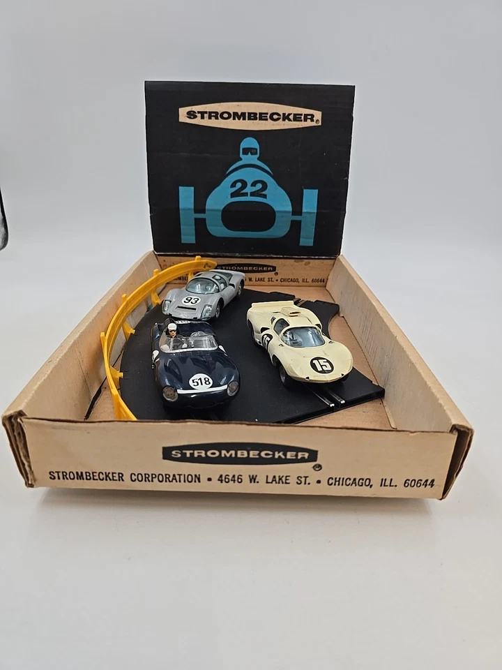STROMBECKER Expositor de Pista en Mostrador + 3 Coches Ranura De Colección Excelente Estado Foto 4 de 4