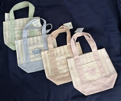 Trader Joe s Mini Pastel Stripe Canvas Totes Limited Edition Set of 4. Fast Ship