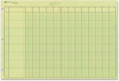 National Analysis Pad, 13 Columns, Green Eye-Ease Paper, Numbered Lines, Side...