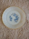 vintage milk glass plate blue flower decor
