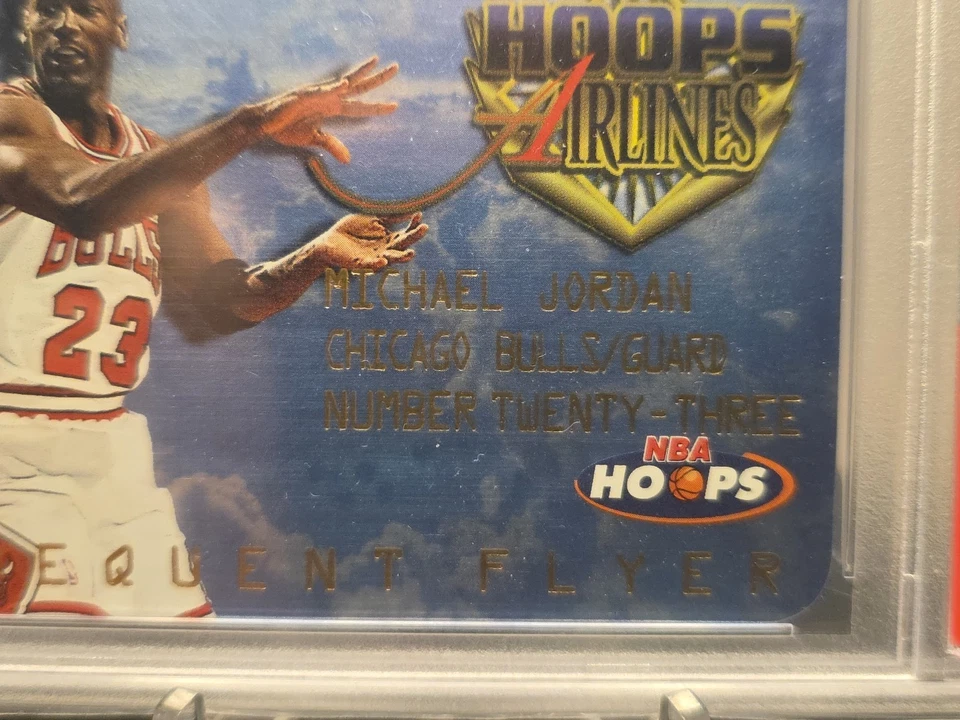 1997 NBA Hoops Airlines #4 Frequent Flyer Club Michael Jordan PSA 9 MINT - Image 3 of 4