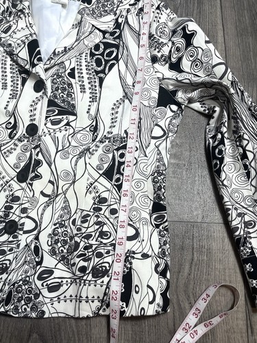 Vintage Harve Benard Blazer Jacket Sz 14 Mod Geometric Black & White Abstract - Picture 8 of 10