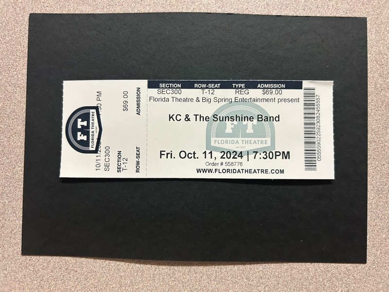 KC and The Sunshine  Band Concert Ticket Stub
