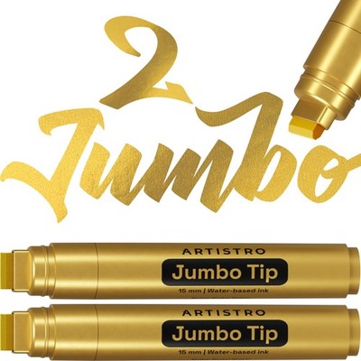 2 Gold Acrylic Paint Markers - 15mm Jumbo-Tip Paint Pens - Perfect for Crafti...