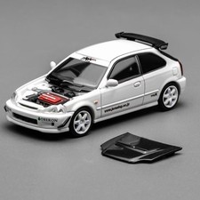 MOTORHELIX 1/64 Honda Civic Type R EK9 j's Racing White Diecast Car Model