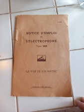Notice Electrophone Type 3355 Équipement Tourne Disque Type 345 Pathé Marconi 