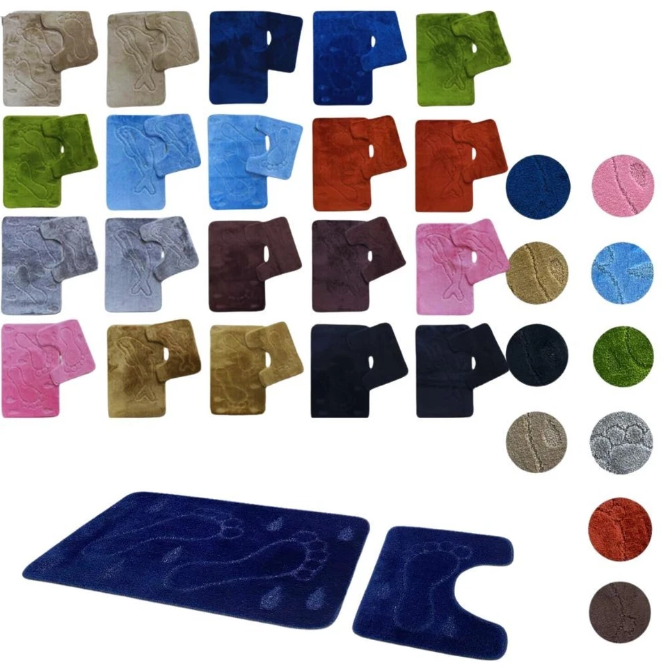 Badteppich für Dusche WC Teppich Badematten Set 2 teilig waschbar rutschfest - Bild 3 von 4