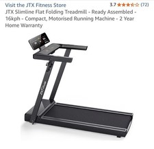 JTX Slimline Flat Folding Treadmill - 16kph , Motorised Running Machine
