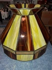 Vtg Tiffany Style Leaded Slag Glass Hanging Lamp 15.75"×12" Mint Condition-Works
