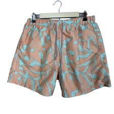 Boardies Peach & Blue Brief Lined Swim Trunks Water Shorts