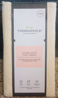 Threshold Ultra Soft Twin Flat Sheet Light yellow cotton 300 thread count D69