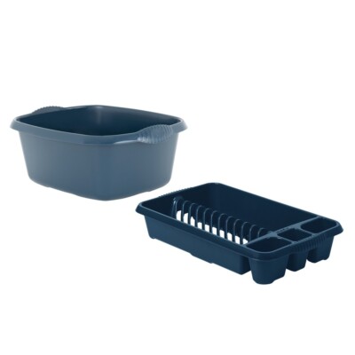 Küchen Organizer Set - Kunststoff Marine 39 cm Abwaschschüssel + Geschirr Trockengestell UK