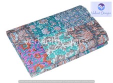 Indian Vintage Quilt Kantha Patchwork Bedspread Cotton Blanket Ralli Gudari