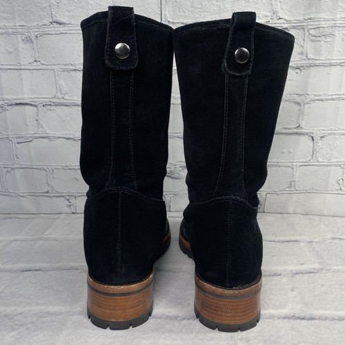 ASH Black Biker Boots Size 39 US 8 Deerskin Suede Lug Sole Pull On - Picture 7 of 15