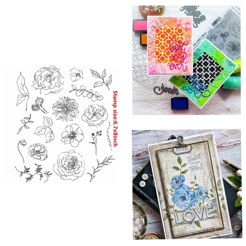 DIY Beautiful Flowers Leaves Stamps Rubber Clear Stamp/Seal Scrapbook...