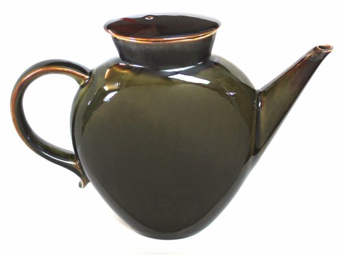 Lindt Stymeist Yo Han Olive Green and Mahogany Oval Teapot 8 1/2" H - Picture 8 of 12