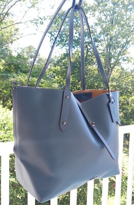 Coach 58849 Denim Blue Market Leather Turnlock Tote/Shoulder Bag