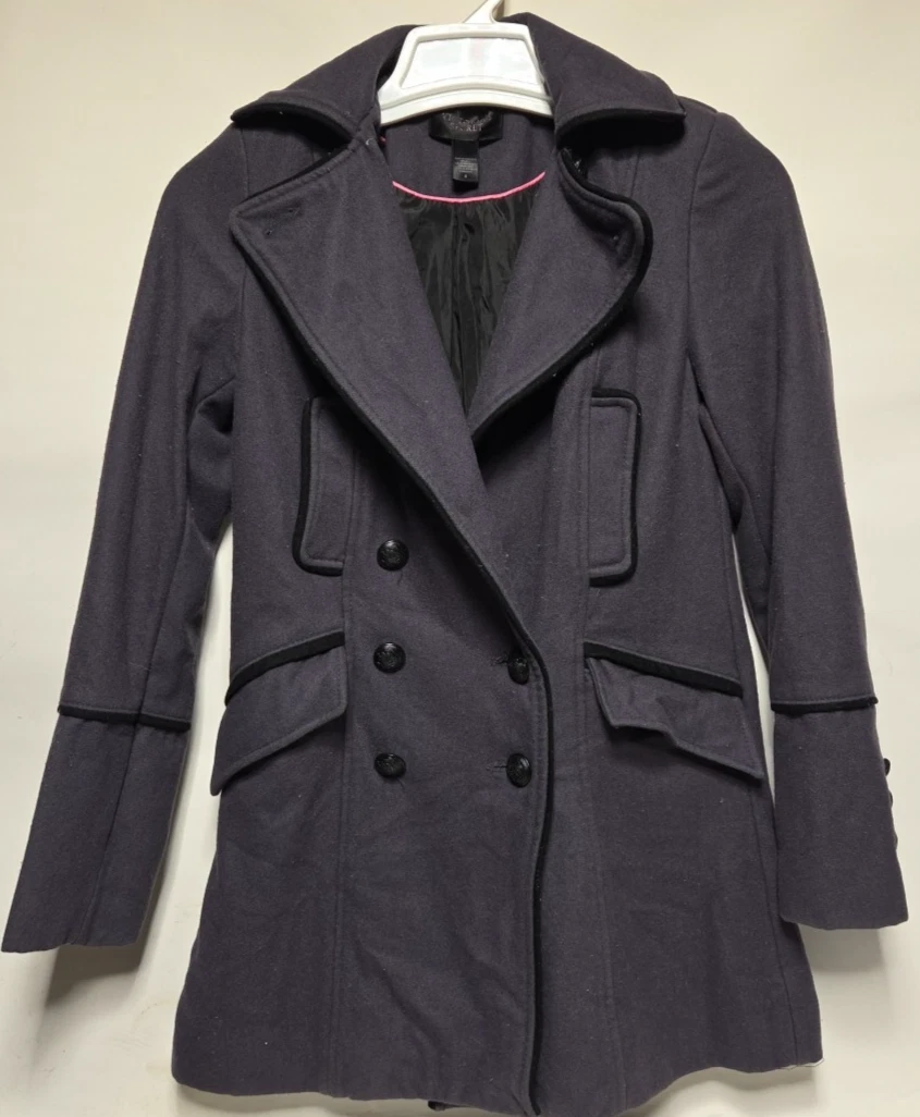 UNDERCOVER Cappotto donna Victoria’s Secret misto lana pea 4 grigio svasato nero orlo oldey