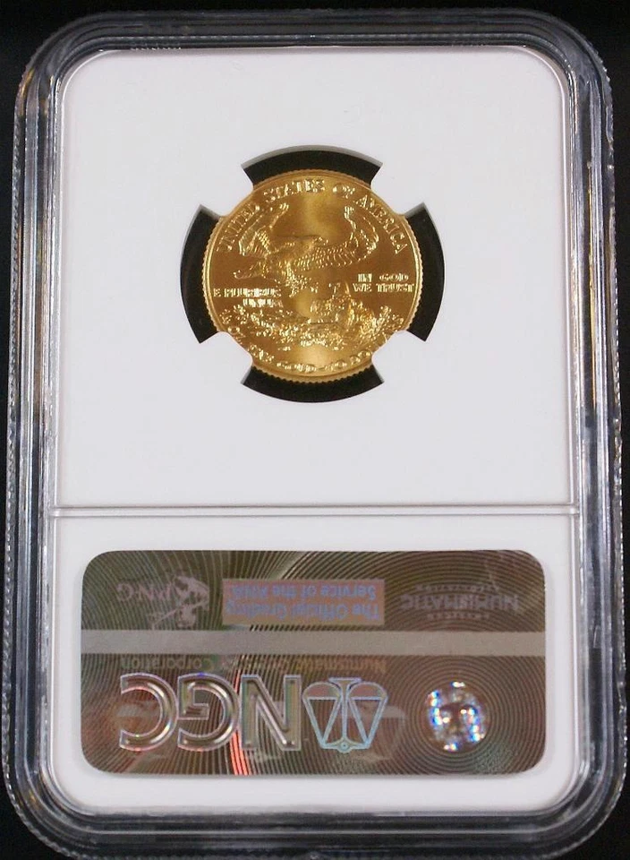 1998 $10 1/4 Ounce Key Date Rare Low Pop American Gold Eagle NGC MS 70 Top Grade - Image 2 of 2