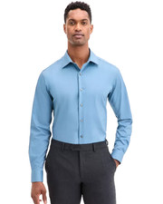 Alfani Men's Slim Fit Stain Resistant Dress Shirt, Skysail Blue, L 16-16.5