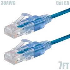 7FT CAT6A RJ45 Network LAN Ethernet UTP Cable Cord Snagless Boot 30AWG Blue