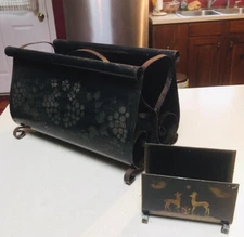 Vintage Handpainted Shabby Chic Toleware Rack & Letter/Napkin Holder-REDUCED