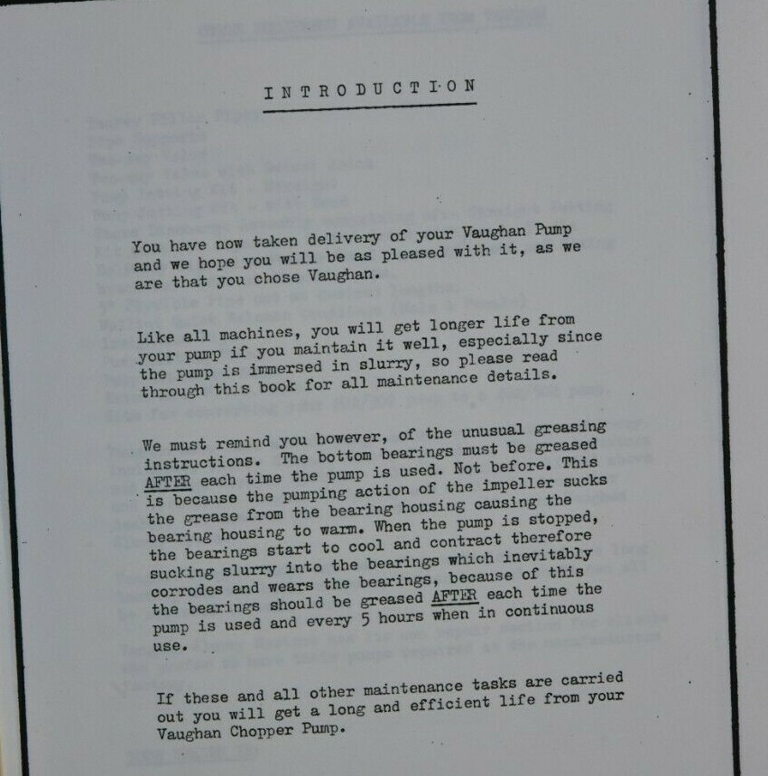 PARTS LIST & INSTRUCTION BOOK VAUGHAN CHOPPER PUMPS MANUAL GUIDE eBay