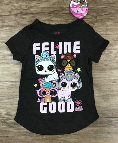 Girls' L.O.L. Surprise! 'Feline Good' Cat Short Sleeve T-Shirt XS, S, M, L, XL - Picture 2 of 4