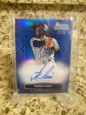 2022 Bowman Sterling Pedro Leon Blue Refractor w/ On-card Auto 20/25