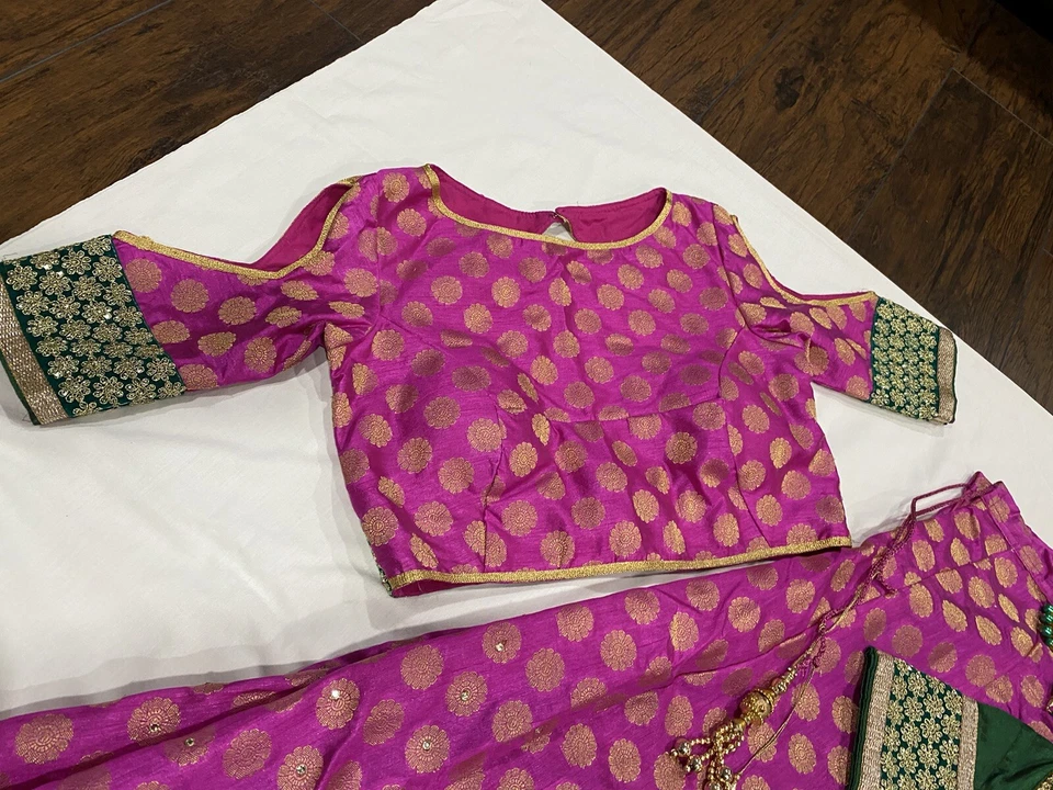 Chaniya Choli India Saree Silk Lehenga Wedding Party - Image 4 of 4