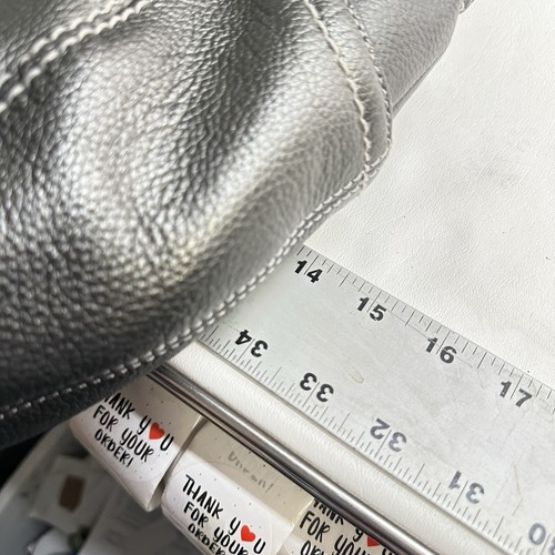 Tignanello Shoulder Handbag Silver Metallic Pebble Leather Lined Purse Bag - Picture 14 of 16