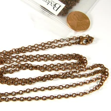 Lot of 4 Antique Copper Plated 32 Inch Cable Link Brass Metal Chain Necklaces