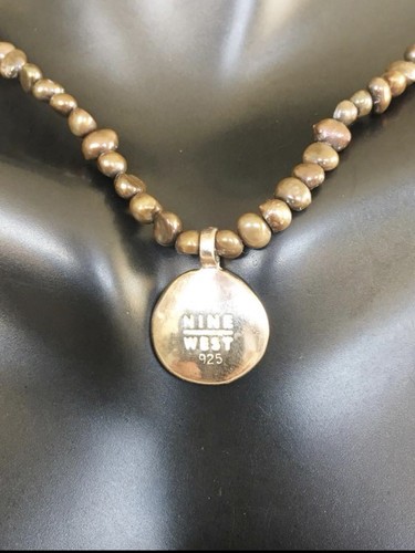 Nine West 925 Sterling Silver real Brown Seed Pearl Necklace 16”Long. - Picture 7 of 9