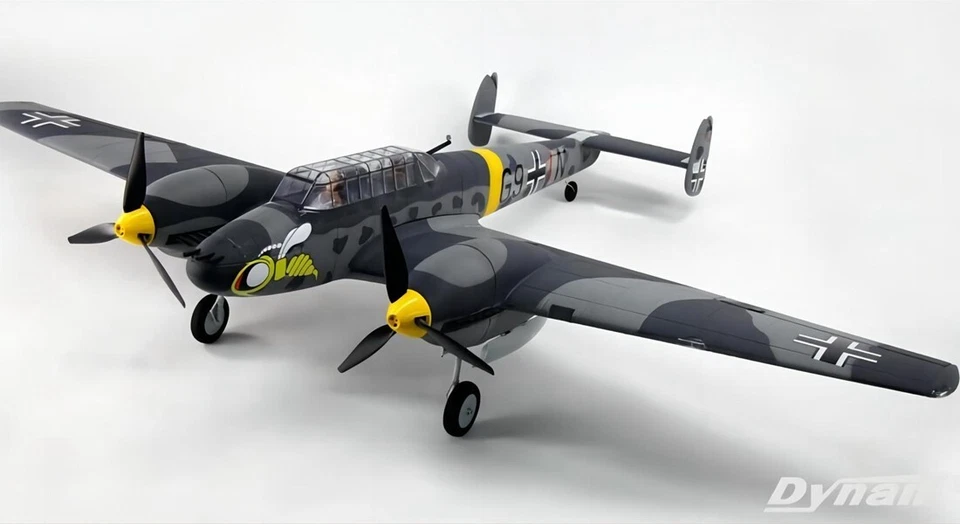 Dynam Messerschmitt BF-110 V3 4S Twin-Engine RC Warbird Plane 1500mm w/ Flaps - Image 4 of 4