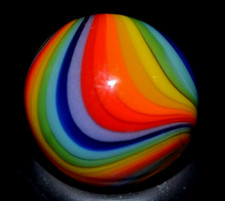 JAY SLACK GLASS MARBLE/.602"-RAINBOW CHEVRON-MANGO,TOMATO,TURQ.,LIME,CRIMSON