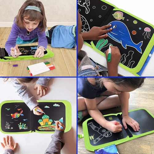 Erasable Doodle Book for Kids Reusable Drawing Pad with 12 Pens Travel Toy Set - Afbeelding 15 van 25