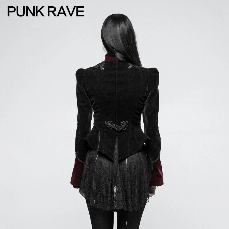 Punk Rave Mujeres Gótico Chaqueta Corta Terciopelo De Colección Vampiro Fiesta Abrigo Steampunk Foto 3 de 4