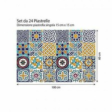 KIT  24 PZ ADESIVI PIASTRELLE 2D DECORAZIONI  CASA CUCINA HOME ARREDO VETRATE