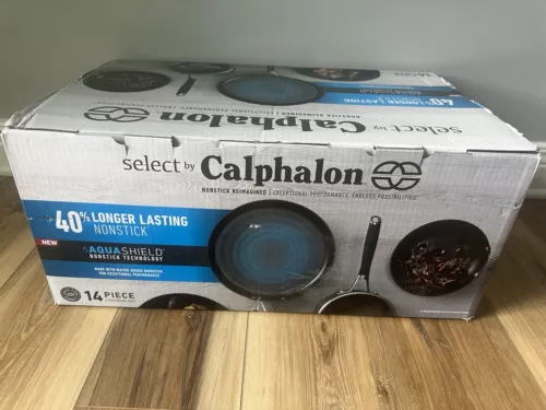 Select by Calphalon Hard-Anodized Nonstick 14-Piece Cookware Set AquaShield New