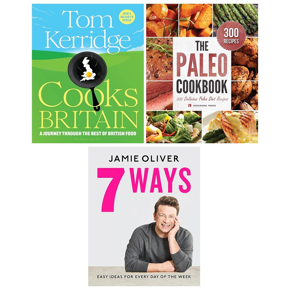 Tom Kerridge Cooks Britain (HB), 7 Ways (HB), Paleo Cookbook 3 Books Set