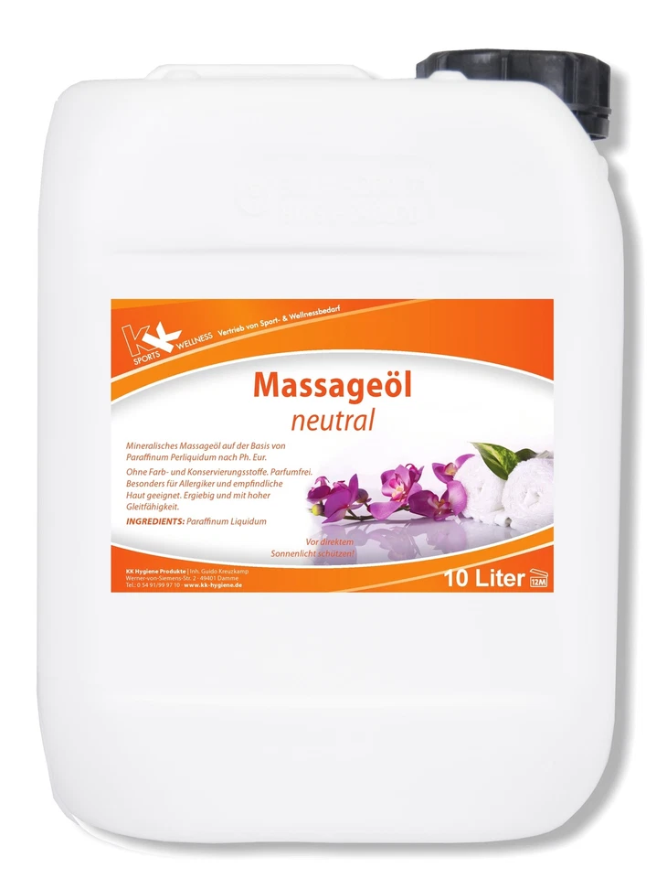 KK HYGIENE KK Massageöl Neutral 10 Liter Massage Öl Entspannung Physiotherapie Masseur