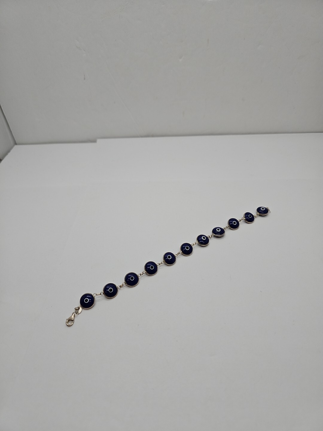 Solid 925 Sterling Silver 10MM Dark Blue Round Ev… - image 1