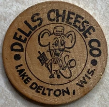 Dells Cheese Co Lake Delton WI Wisconsin Wooden Nickel Arcade Token T648