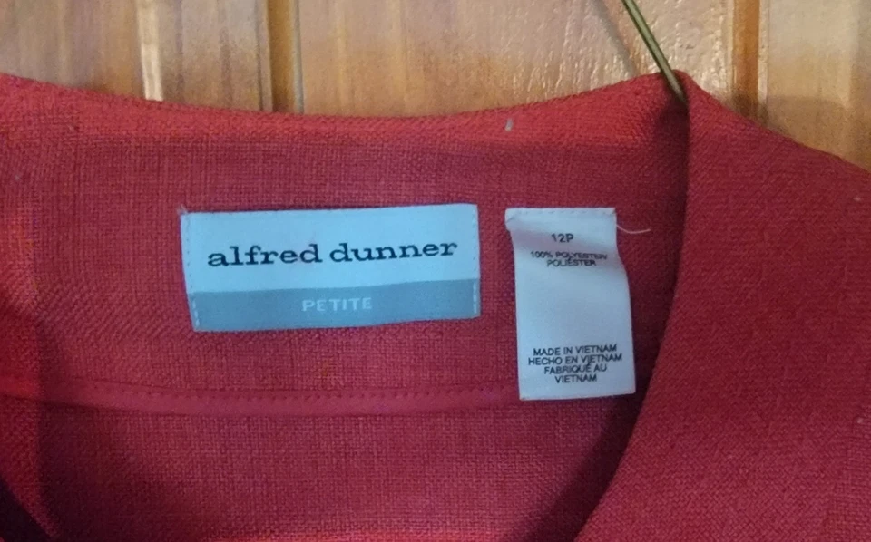 Alfred Dunner 裤子套装纽扣橙色裤子夹克 12 P — 第 2/2 张图片